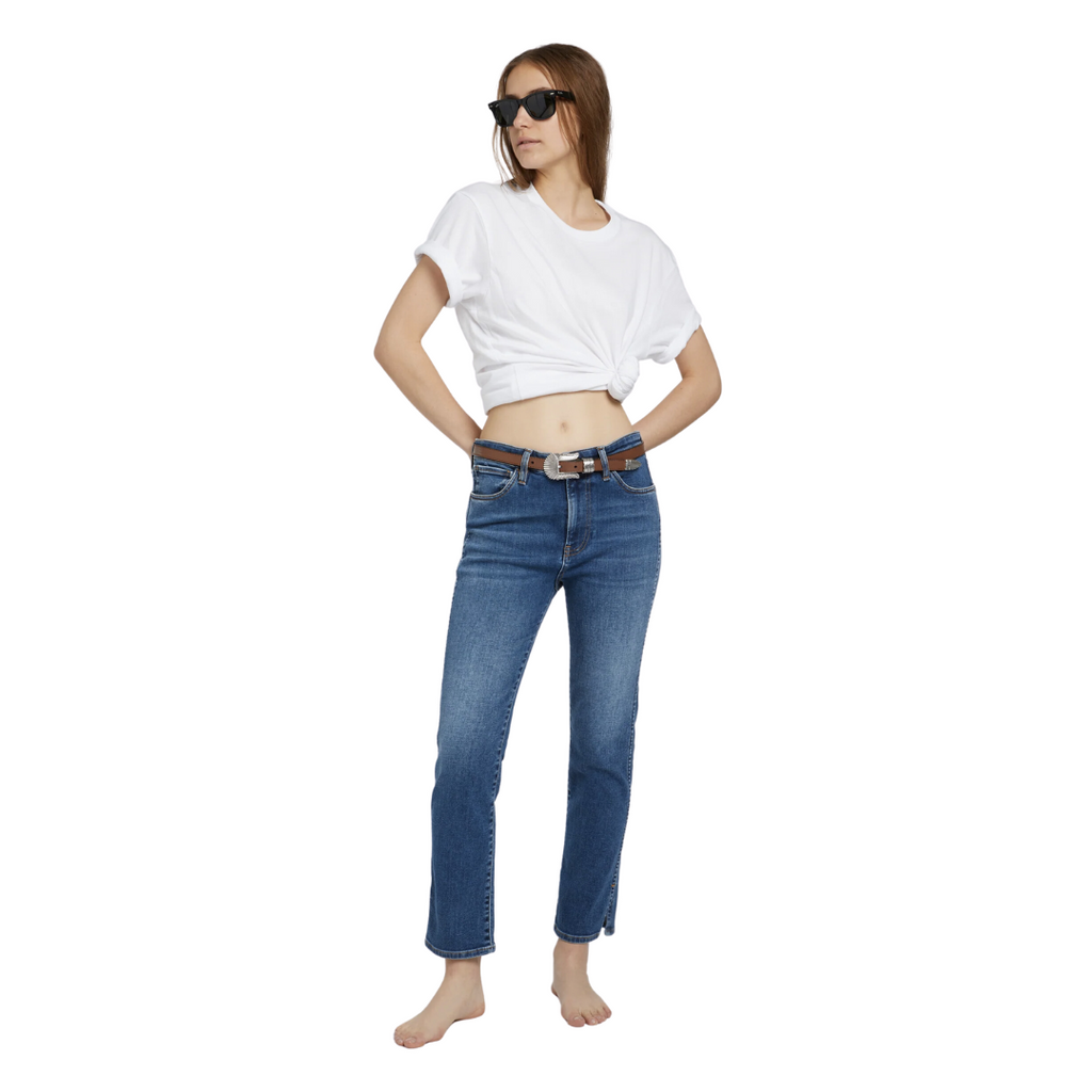 3x1 Straight Authentic Crop Split Jeans